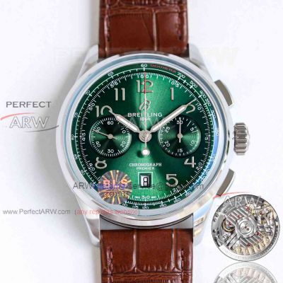 Swiss B01 replica BLS factory Breitling Puya green dial chronograph men's watch 